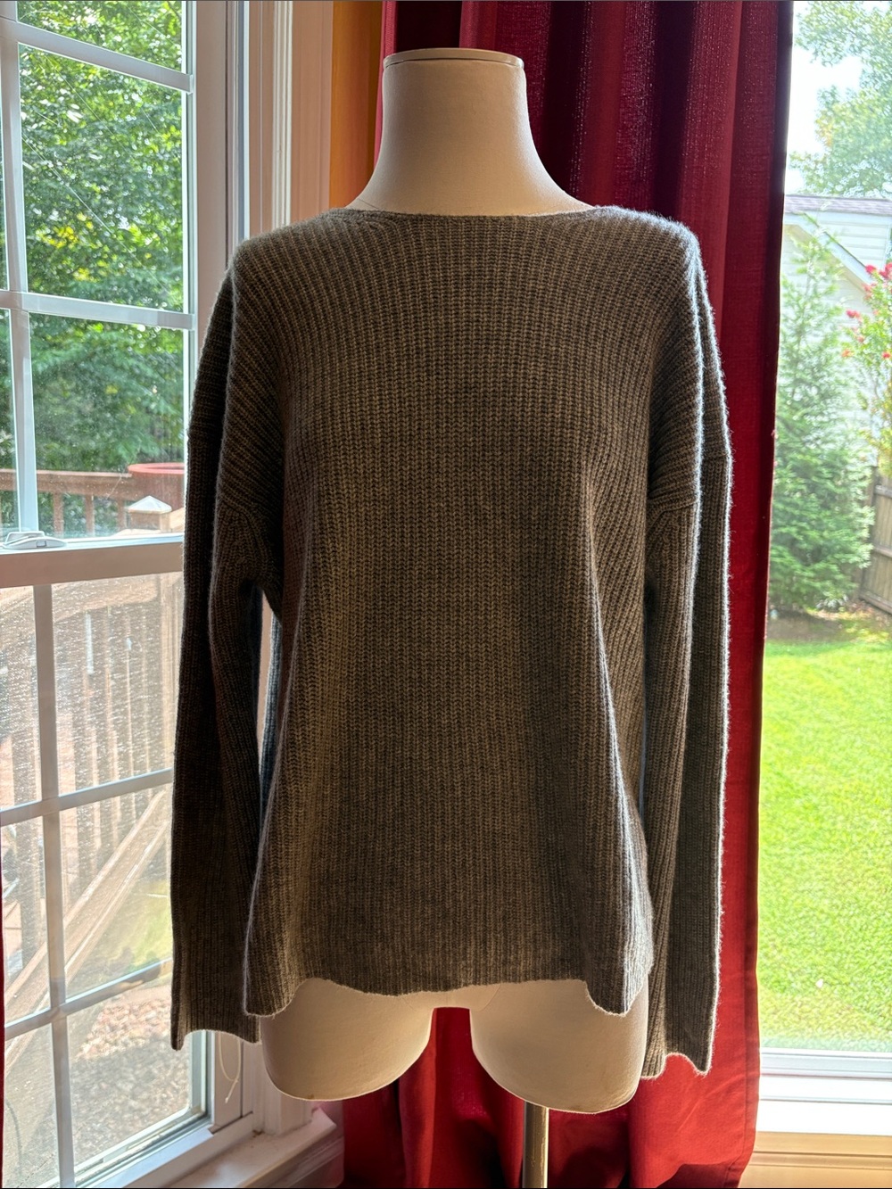 Theory Womens Gray Ribbed Cashmere Knit Sweater, NWT